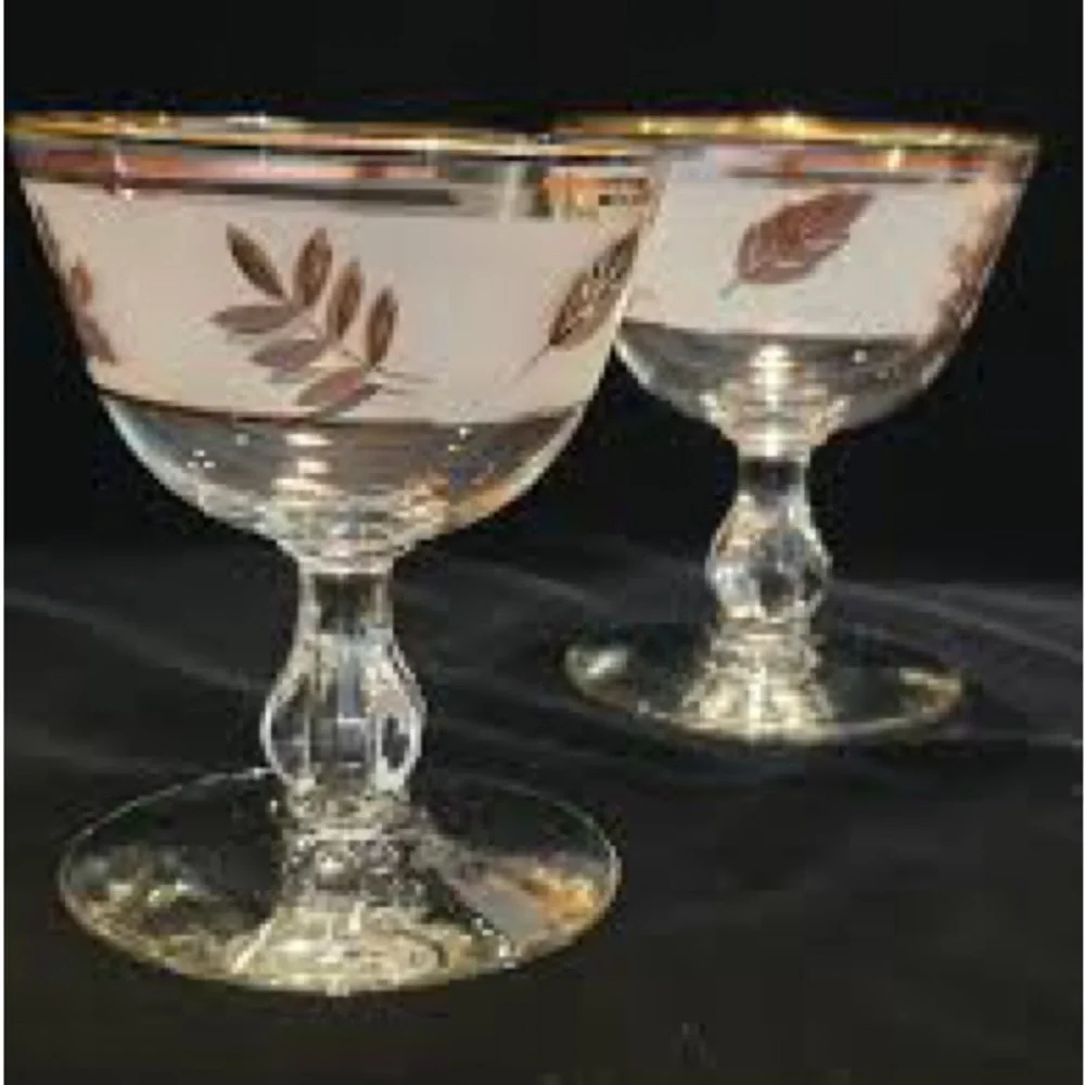 Vintage Libbey Golden Foliage Cocktail Glasses - Set of 3